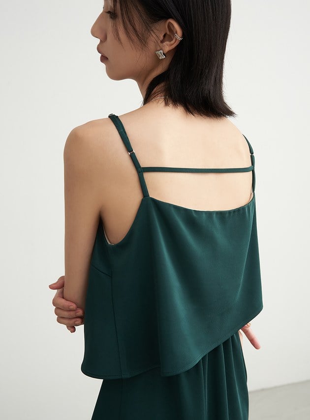 光澤細肩帶綁帶BRA洋裝